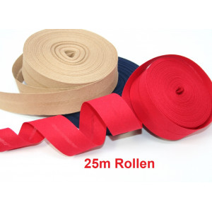 25m Rolle Schrägband Baumwolle gefalzt 30mm breit (Grundpreis € 0,72/m)
